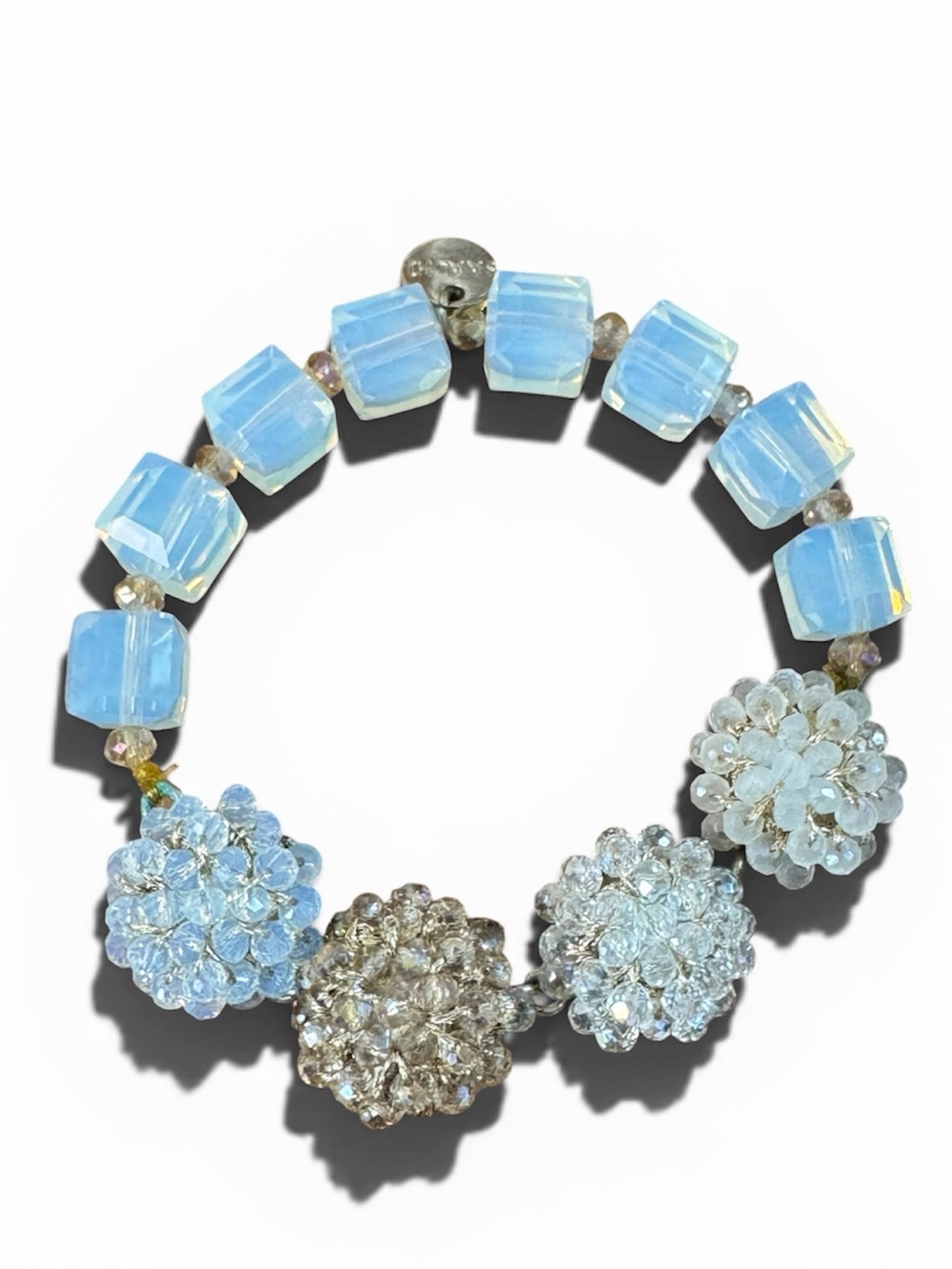 Saachi Light Blue and Crystal Beaded Bracelet